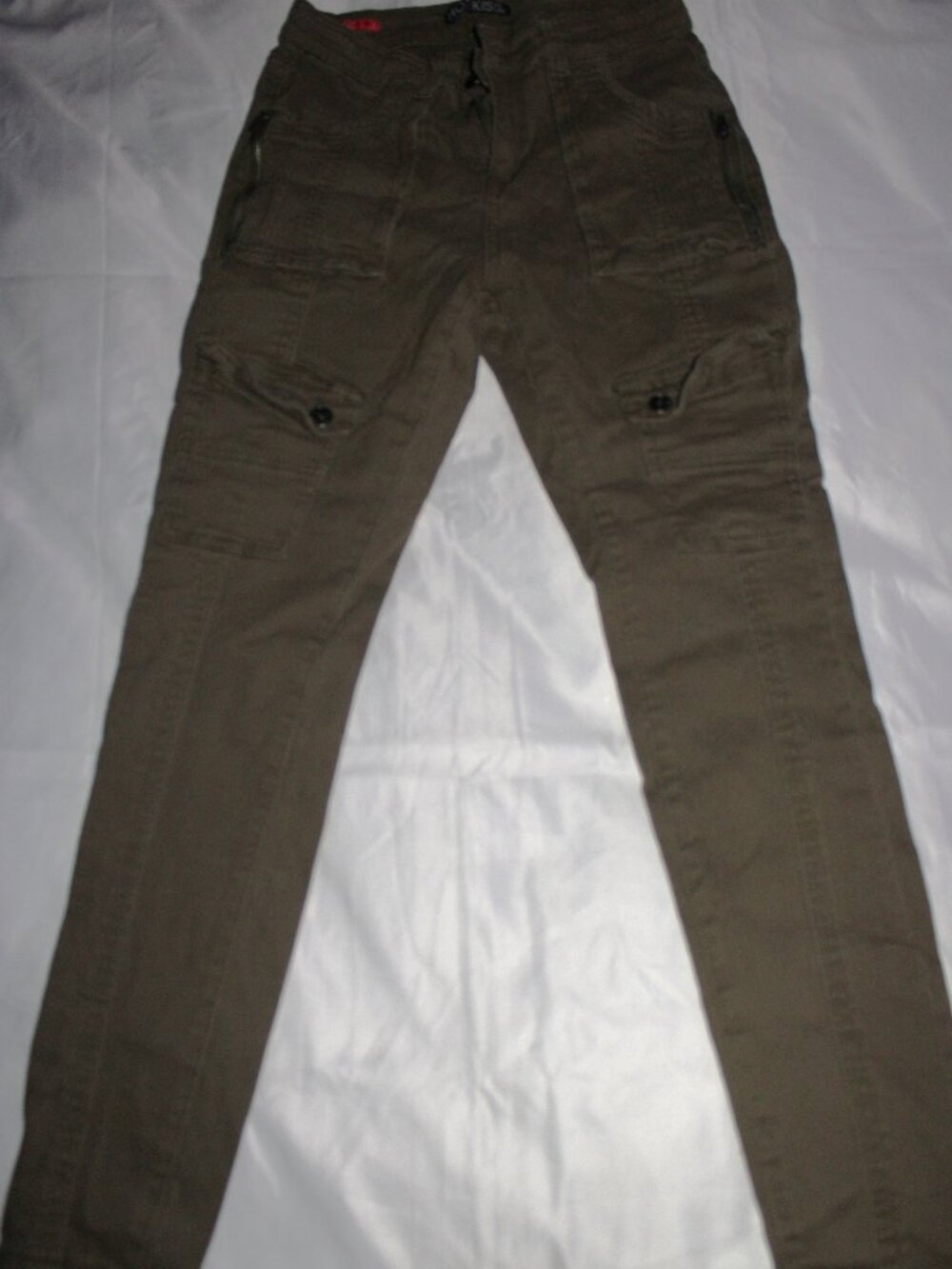 Hot Kiss Cargo Pants High Rise Skinny Size 7 Olive Green